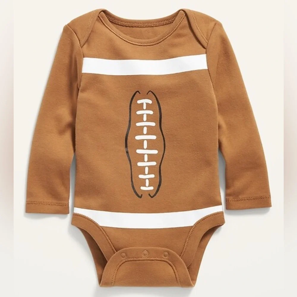 Old Navy Baby Football Bodysuit Brown Long Sleeve 0-3M